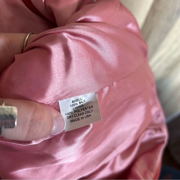 Jenny Yoo Collection 100% Silk Mini Dress Short Strapless Pink Bow Belt Size 6 - Picture 10 of 10